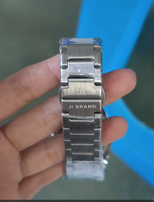 JI BRAND Premium Blue Dial Stainless Steel Quartz Watch for Men | Day & Date Display