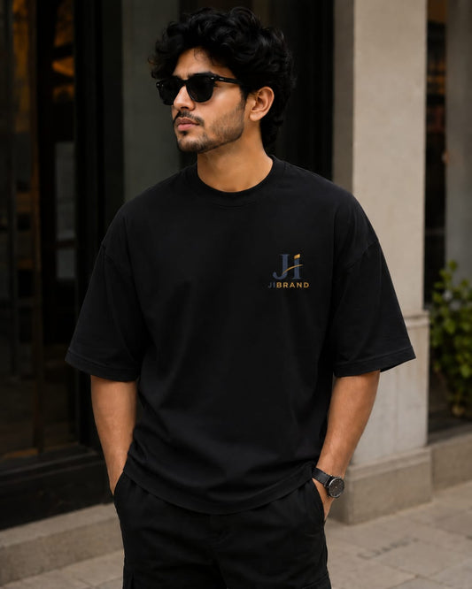 JI BRAND Premium Oversized Drop Shoulder T-Shirt – Black